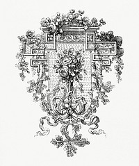 Vintage illustration of Floral crest design