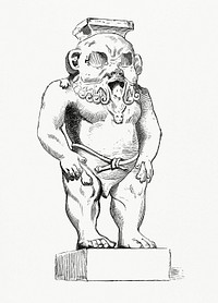 The God Bes, Stone Figure from the Egyptian Louvre Museum (1862) from <a href="https://www.rawpixel.com/search/Gazette%20Des%20Beaux-Arts?sort=curated&amp;page=1">Gazette Des Beaux-Arts</a>, a French art review. Digitally enhanced from our own facsimile book. 