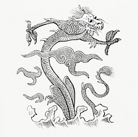 Oriental Dragon (1862) from <a href="https://www.rawpixel.com/search/Gazette%20Des%20Beaux-Arts?sort=curated&amp;page=1">Gazette Des Beaux-Arts</a>, a French art review. Digitally enhanced from our own facsimile book. 