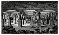 Predominance of the Depth Dimension of an Indian Temple (1862) from <a href="https://www.rawpixel.com/search/Gazette%20Des%20Beaux-Arts?sort=curated&amp;page=1">Gazette Des Beaux-Arts</a>, a French art review. Digitally enhanced from our own facsimile book. 