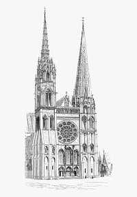 Predominance of the Height Dimension of a Cathedral of Chartres (1862) from <a href="https://www.rawpixel.com/search/Gazette%20Des%20Beaux-Arts?sort=curated&amp;page=1">Gazette Des Beaux-Arts</a>, a French art review. Digitally enhanced from our own facsimile book. 