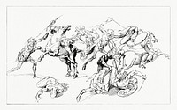 Facsimile of Leonardo Da Vinci&#39;s Drawing (1862) from <a href="https://www.rawpixel.com/search/Gazette%20Des%20Beaux-Arts?sort=curated&amp;page=1">Gazette Des Beaux-Arts</a>, a French art review. Digitally enhanced from our own facsimile book. 