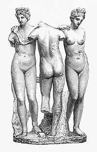 The Three Graces (1862) from <a href="https://www.rawpixel.com/search/Gazette%20Des%20Beaux-Arts?sort=curated&amp;page=1">Gazette Des Beaux-Arts</a>, a French art review. Digitally enhanced from our own facsimile book. 