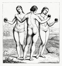 The Three Graces-Painting of the Lord Ward Gallery (1862) from <a href="https://www.rawpixel.com/search/Gazette%20Des%20Beaux-Arts?sort=curated&amp;page=1">Gazette Des Beaux-Arts</a>, a French art review. Digitally enhanced from our own facsimile book. 