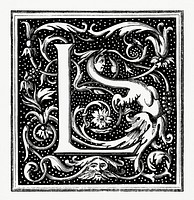Elegant Initial of a Letter L (1862) from <a href="https://www.rawpixel.com/search/Gazette%20Des%20Beaux-Arts?sort=curated&amp;page=1">Gazette Des Beaux-Arts</a>, a French art review. Digitally enhanced from our own facsimile book. 