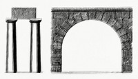 Arch and Columns (1862) from <a href="https://www.rawpixel.com/search/Gazette%20Des%20Beaux-Arts?sort=curated&amp;page=1">Gazette Des Beaux-Arts</a>, a French art review. Digitally enhanced from our own facsimile book. 