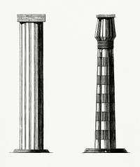 Vintage illustration of Column and a Pillar of Beni-Hassan
