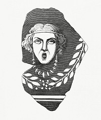 Vintage illustration of Dramatic Feminine Face
