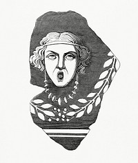 Dramatic Feminine Face (1862) from <a href="https://www.rawpixel.com/search/Gazette%20Des%20Beaux-Arts?sort=curated&amp;page=1">Gazette Des Beaux-Arts</a>, a French art review. Digitally enhanced from our own facsimile book. 