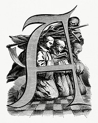 Vintage illustration of Inital of a Letter A