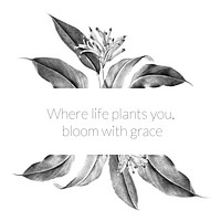Where life plants you, bloom with grace tropical vintage banner illustration