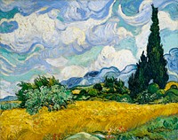 <a href="https://www.rawpixel.com/search/Vincent%20Van%20Gogh?sort=curated&amp;page=1">Vincent Van Gogh</a>&#39;s Wheat Field with Cypresses (1889). Famous painting, original from the MET Museum, digitally enhanced by rawpixel.