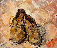 Shoes (1888) by <a href="https://www.rawpixel.com/search/Vincent%20Van%20Gogh?sort=curated&amp;page=1">Vincent Van Gogh</a>. Original from the MET Museum. Digitally enhanced by rawpixel.