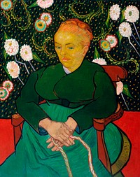 The Berceuse, Woman Rocking a Cradle (1889) by <a href="https://www.rawpixel.com/search/Vincent%20Van%20Gogh?sort=curated&amp;page=1">Vincent Van Gogh</a>. Original from the MET Museum. Digitally enhanced by rawpixel.