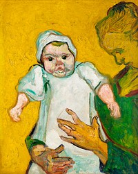 Madame Roulin and Her Baby (1888) by <a href="https://www.rawpixel.com/search/Vincent%20Van%20Gogh?sort=curated&amp;page=1">Vincent Van Gogh</a>. Original from the MET Museum. Digitally enhanced by rawpixel.