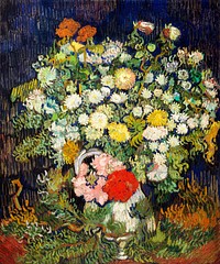 Bouquet of Flowers in a Vase (1890) by Vincent Van Gogh. Original from the MET Museum. Digitally enhanced by rawpixel.