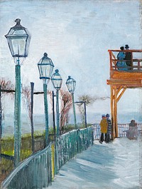 Terrace and Observation Deck at the Moulin de Blute-Fin, Montmartre (1887) by <a href="https://www.rawpixel.com/search/Vincent%20Van%20Gogh?sort=curated&amp;page=1">Vincent Van Gogh</a>. Original from the Art Institute of Chicago. Digitally enhanced by rawpixel.