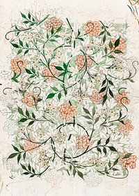 <a href="https://www.rawpixel.com/search/william%20morris?sort=curated&amp;page=1">William Morris</a>&#39;s (1834-1896) famous Jasmine pattern artwork. Original from The Birmingham Museum. Digitally enhanced by rawpixel.