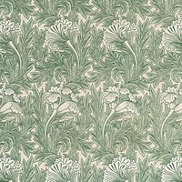 William Morris&#39;s vintage Green tulip flower pattern illustration, famous pattern wallpaper design, remix from the original artwork