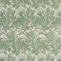 William Morris's vintage Green tulip flower pattern illustration, famous pattern wallpaper design, remix from the original artwork