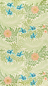 Vintage floral iPhone wallpaper, William Morris pattern. Remixed from public domain artwork.