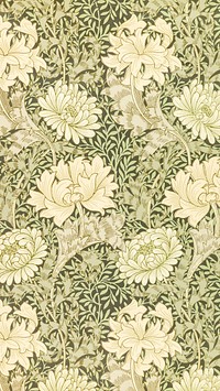 Vintage green iPhone wallpaper, William Morris pattern. Remixed from public domain artwork.