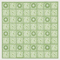 William Morris&#39;s vintage squared green flower pattern illustration psd, remix from the original artwork