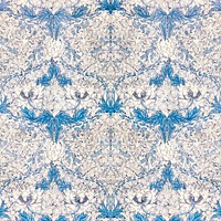 William Morris&#39;s vintage white poppy flower with blue leaves famous pattern vector, remix from the original artwork