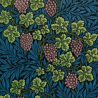 William Morris&#39;s Vintage grapes and vines pattern illustration, famous pattern wallpaper design, remix from the original artwork