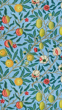 Vintage fruit mobile wallpaper, William Morris pattern. Remixed from public domain artwork.