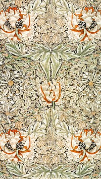 Vintage floral iPhone wallpaper, William Morris pattern. Remixed from public domain artwork.