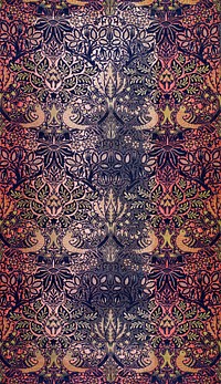 <a href="https://www.rawpixel.com/search/william%20morris?sort=curated&amp;page=1">William Morris</a>&#39;s Woven Textile: Dove and Rose (1879) famous pattern. Original from The Birmingham Museum. Digitally enhanced by rawpixel.