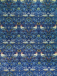 <a href="https://www.rawpixel.com/search/william%20morris?sort=curated&amp;page=1">William Morris</a>&#39;s Wool curtain: Bird (1877-1878) famous pattern. Original from The Birmingham Museum. Digitally enhanced by rawpixel.