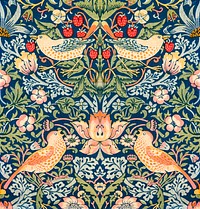<a href="https://www.rawpixel.com/search/william%20morris?sort=curated&amp;page=1">William Morris</a>&#39;s famous Strawberry Thief pattern (1883). Original from The Smithsonian Institution. Digitally enhanced by rawpixel.