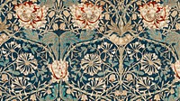 Floral computer wallpaper, botanical background, remix from artwork by William Morris, vintage Honeysuckle design