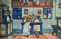 Boy Playing with Christmas Toys by Zdenek Guth. Original from The New York Public Library. Digitally enhanced by rawpixel.