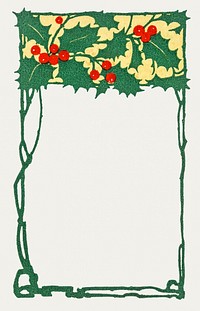 Festive holly leaves frame illustration