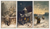 Christmas Card Depicting Winter Scenes (1865&ndash;1899) by <a href="https://www.rawpixel.com/search/l.%20prang?sort=curated&amp;type=all&amp;page=1">L. Prang &amp; Co</a>. Original from The New York Public Library. Digitally enhanced by rawpixel.