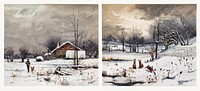 Christmas Card Depicting Winter Landscapes (1865&ndash;1899) by <a href="https://www.rawpixel.com/search/l.%20prang?sort=curated&amp;type=all&amp;page=1">L. Prang &amp; Co</a>. Original from The New York Public Library. Digitally enhanced by rawpixel.