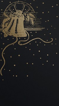 Christmas gold bell in black background