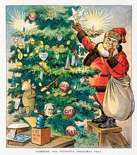 Trimming the Filipino&#39;s Christmas Tree (1906) by J. Ottman Lithographic Company. Original from Library of Congress. Digitally enhanced by rawpixel.