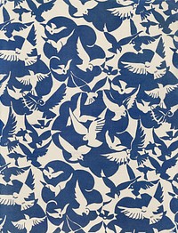 Pigeons in white and blue (1928) pattern in high resolution. Original from the Rijksmuseum. Digitally enhanced by rawpixel.