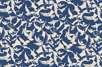 Bird pattern background, vintage animal illustration psd, remix from the artwork of Louis Renard