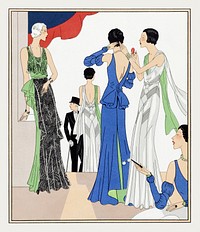 Evening gowns (1932) fashion illustration in high resolution by Joseph Paquin. Original from the Rijksmuseum. Digitally enhanced by rawpixel.