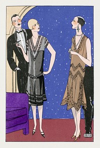 Evening dresses (1926) fashion illustration in high resolution by Jean Patou and George Doeuillet. Original from the Rijksmuseum. Digitally enhanced by rawpixel.