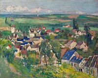 Auvers, Panoramic View (ca. 1873&ndash;1875) by <a href="https://www.rawpixel.com/search/Paul%20Cezanne?sort=curated&amp;type=all&amp;page=1">Paul C&eacute;zanne</a>. Original from The Art Institute of Chicago. Digitally enhanced by rawpixel.