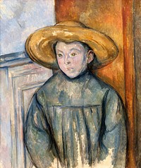 Boy With a Straw Hat (L&#39;Enfant au Chapeau de Paille) (1896) by <a href="https://www.rawpixel.com/search/Paul%20Cezanne?sort=curated&amp;type=all&amp;page=1">Paul C&eacute;zanne</a>. Original from the Los Angeles County Museum of Art. Digitally enhanced by rawpixel.