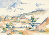 Montagne Sainte-Victoire, from near Gardanne (ca. 1887) by <a href="https://www.rawpixel.com/search/Paul%20Cezanne?sort=curated&amp;type=all&amp;page=1">Paul C&eacute;zanne</a>. Original from The National Gallery of Art. Digitally enhanced by rawpixel.