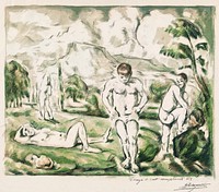 The Bathers [Large version] (ca. 1896&ndash;1898) by <a href="https://www.rawpixel.com/search/Paul%20Cezanne?sort=curated&amp;type=all&amp;page=1">Paul C&eacute;zanne</a>. Original from Yale University Art Gallery. Digitally enhanced by rawpixel.