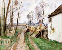A Village Road near Auvers (ca. 1872&ndash;1873) by <a href="https://www.rawpixel.com/search/Paul%20Cezanne?sort=curated&amp;type=all&amp;page=1">Paul C&eacute;zanne</a>. Original from Yale University Art Gallery. Digitally enhanced by rawpixel.